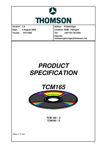 PRODUCT SPECIFICATION TCM165