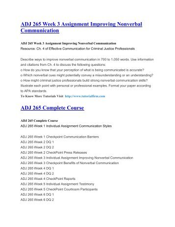 ADJ 265 UOP Tutorials,ADJ 265 UOP Assignments,ADJ 265 UOP Entire Class