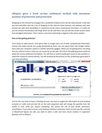 Allopass gives a fresh on-line settlement method with maximum promise of protection and protection