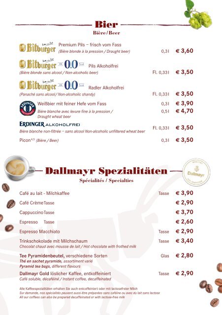 Speisekarte Speisekarte Deutsch Le Caveau Saint Pierre