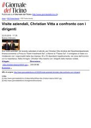 Il Giornale del Ticino: visita aziendale Christian Vitta (03/2016)