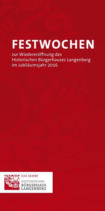 Festwochen im Historischen Bürgerhaus Langenberg