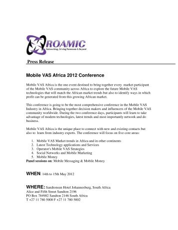 Press Release Mobile VAS Africa 2012 Conference - InfoCom