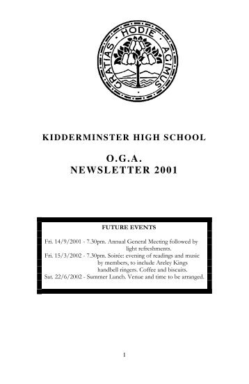 OGA NEWSLETTER 2001 - Kidderminster High School for Girls Old ...