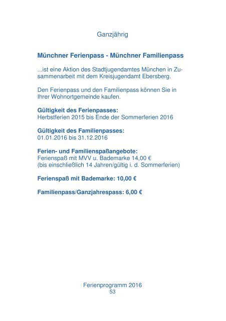 Ebersberger Ferienprogramm 2016