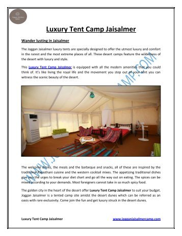 Luxury Tent Camp Jaisalmer