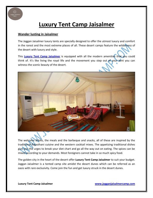 Luxury Tent Camp Jaisalmer