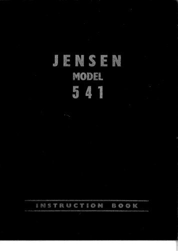Handbook of Instructions - Jensen 541.com