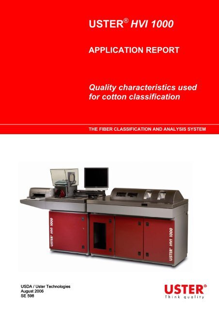 USTER HVI 1000 APPLICATION REPORT ... - Uster Technologies