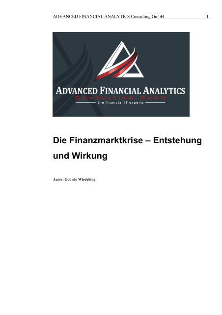 Die Entstehung der Finanzmarktkrise