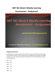 QNT 561 Week 6 Weekly Learning Assessments Assignment