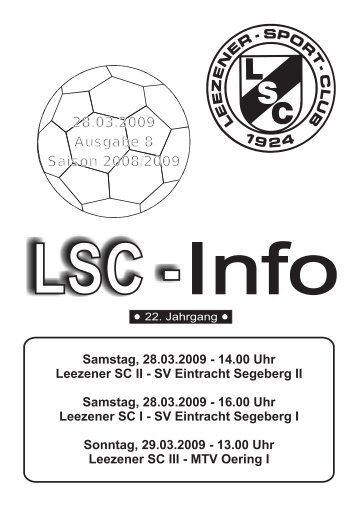 SV Eintracht Segeberg II Samstag, 28.03.2009 - Leezener SC