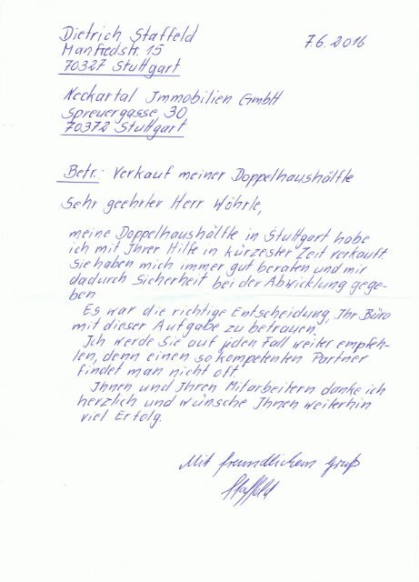 Referenzschreiben Neckartal Immobilien Gmbh Immobilienmakler