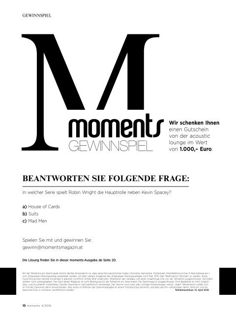 moments - Das Magazin für die schönsten Augenblicke