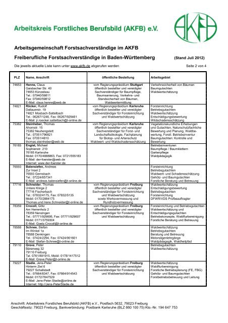 Freiberufliche Forstsachverständige in Baden-Württemberg - AKFB