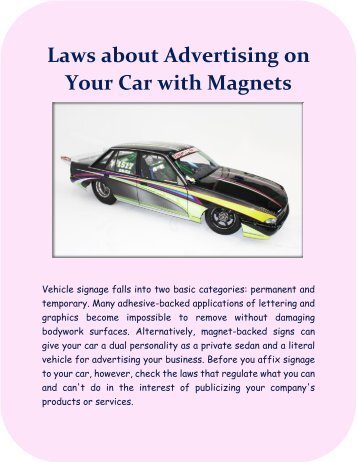 Laws about Advertising on Your Car with Magnets