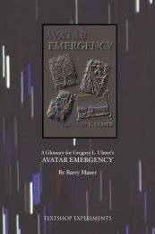 A Glossary for Gregory L. Ulmer's Avatar Emergency