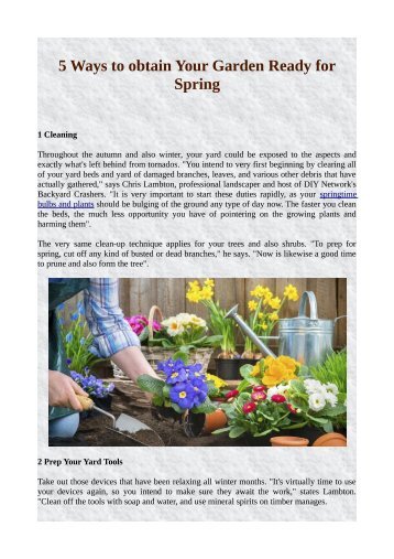 5 Ways to obtain Your Garden Ready for Spring