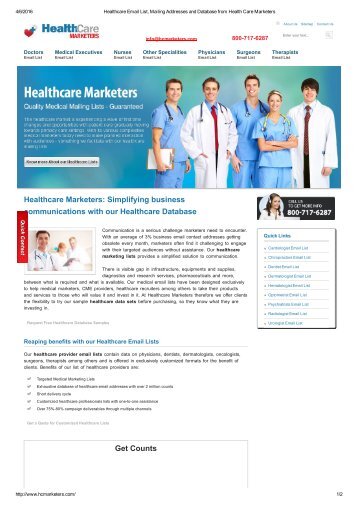 List of Healthcare Professionals