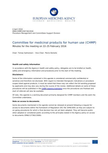 Committee for medicinal products for human use (CHMP)