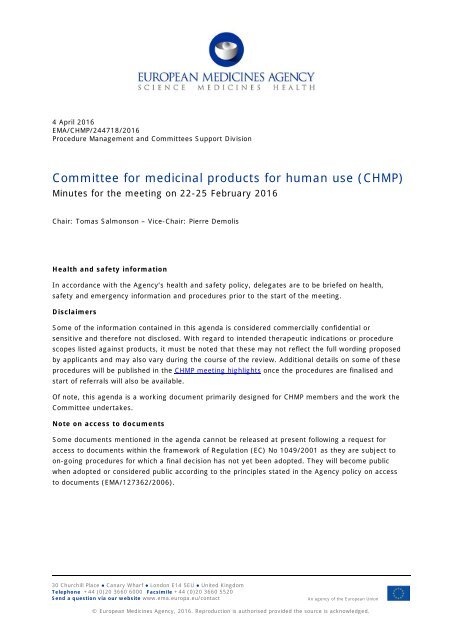 Committee for medicinal products for human use (CHMP)