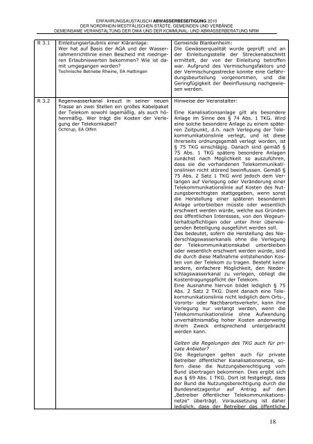 Protokoll kommunaler EA 2010 - und Abwasserberatung NRW