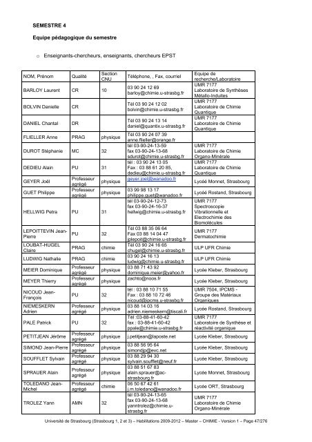 UFR Chimie UFR Physique, Pharmacie, ECPM. - Faculté de Chimie ...