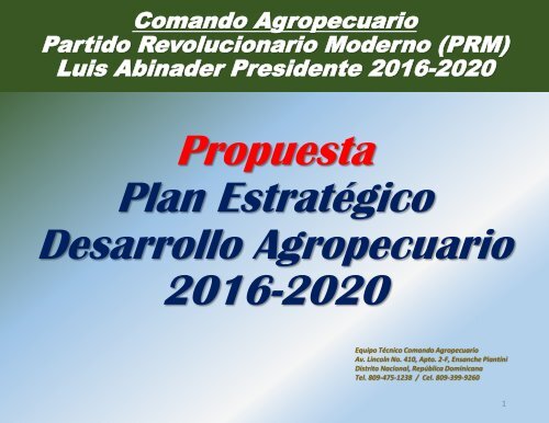 Plan Estratégico Desarrollo Agropecuario 2016-2020