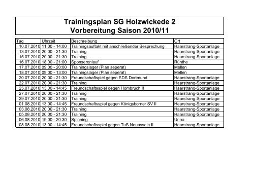 Trainingsplan Vorbereitung 2010.xlsx - SG-Holzwickede