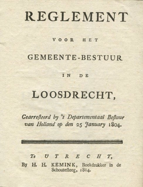 Dubbel reglement Loosdrecht 1804