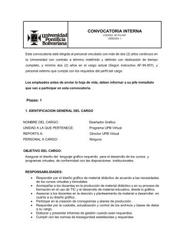 CONVOCATORIA INTERNA