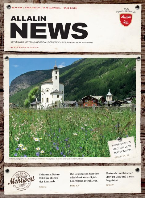 Allalin News Nr. 7/2016 - SAAS-FEE | SAAS-GRUND | SAAS-ALMAGELL |SAAS-BALEN