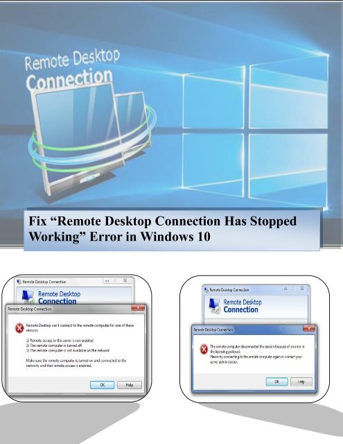 Fix Remote Desktop Connection Has Stopped Working in Windows 10