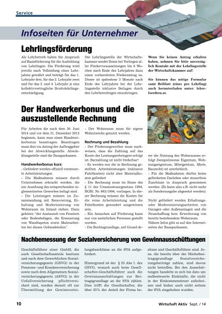 Wirtschaft aktiv - September 2014