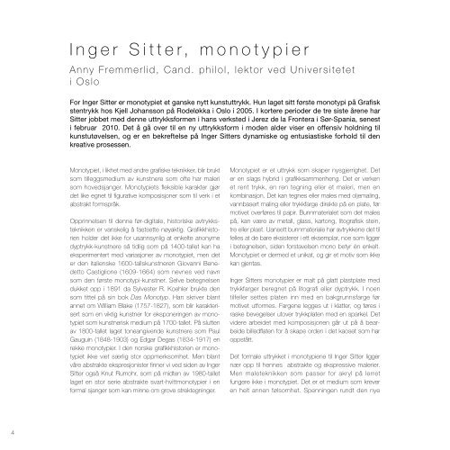Katalog - Inger Sitter 64 år som grafiker - Kunstverket Galleri
