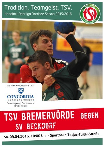 Hallenheft TSV Bremervörde gegen SV Beckdorf am Samstag, 9. April um 18:00 Uhr