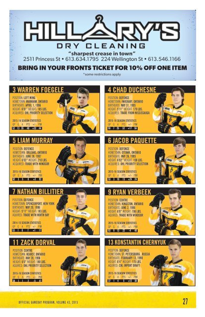 Kingston Frontenacs GameDay April 9, 2016