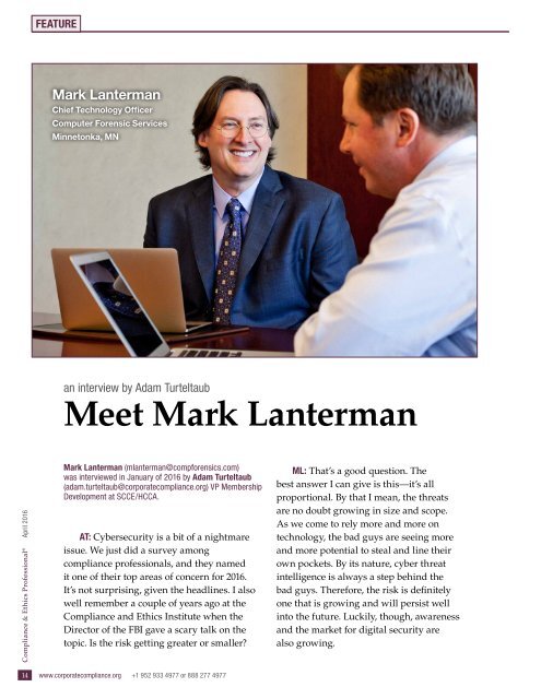 Compliance & Ethics-Lanterman interview