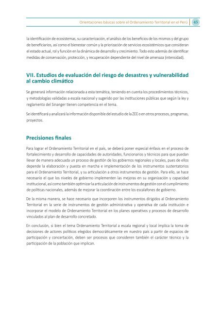 Orientaciones básicas sobre el Ordenamiento Territorial en el Perú