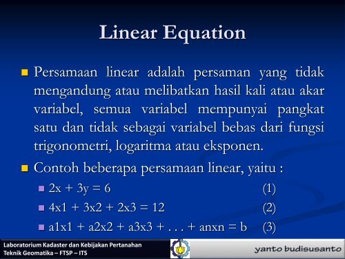 04. Pertemuan 04 - Persamaan Linier