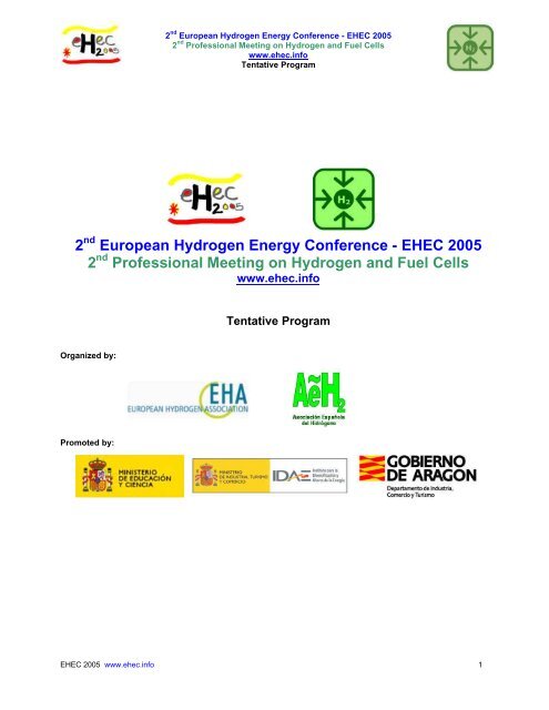 2 European Hydrogen Energy Conference - EHEC 2005 2 ...