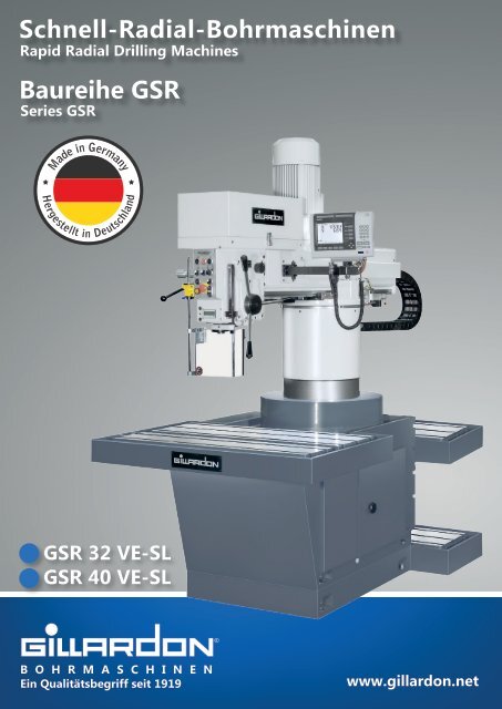 Schnellradialbohrmaschinen Baureihe GSR