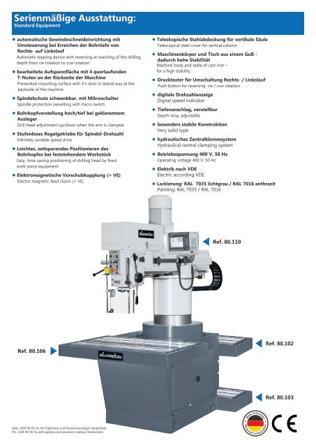 Schnellradialbohrmaschinen Baureihe GSR