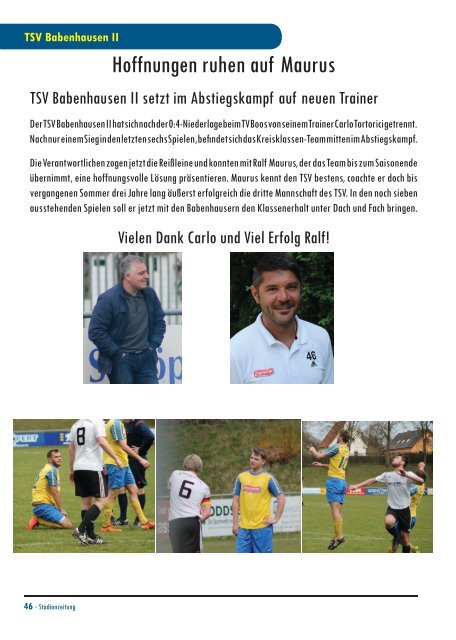 20160416 13 Stadionzeitung TSV Babenhausen - Salamander Türkheim