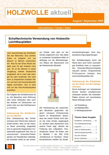 Schalltechnische Verwendung von Holzwolle- Leichtbauplatten