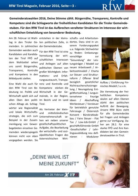 RfW Tirol Magazin Februar 2016