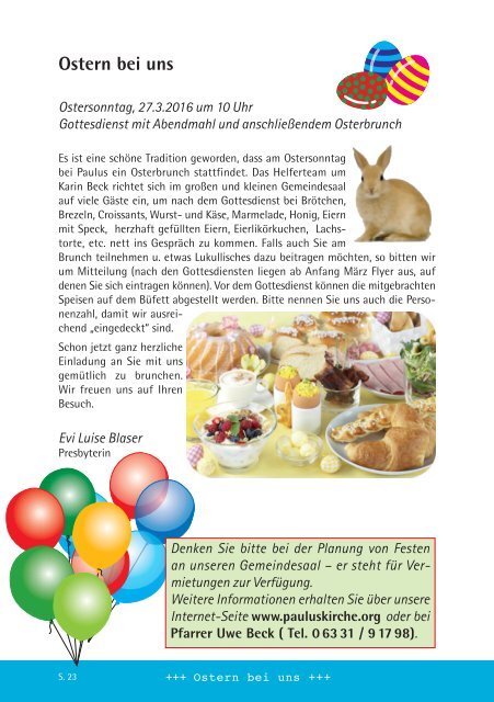 Gemeindebrief Frühling 2016