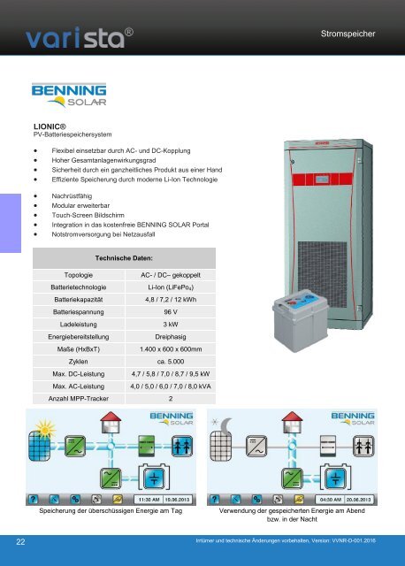 Photovoltaik-Gesamtkatalog varista 2016 - 2017