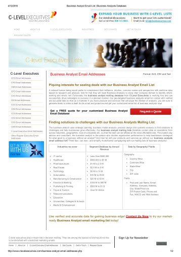 Business Analyst Email List |Business Analysts Database | Business Analysts Customers Lists