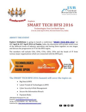 Conference in India “2016 SMART TECH BFSI”